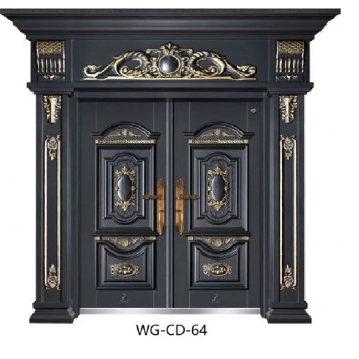Black Golden Double Open Security Copper Door